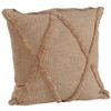 HomeRoots Set of Two Tan Diamond Cotton Throw Pillow With Fringe - 4 of 4