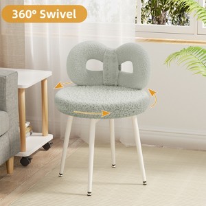 Swivel Vanity Chair with Back, Makeup Chair, Desk Chair for Girl with Cute Bow Backrestst - 1 of 4