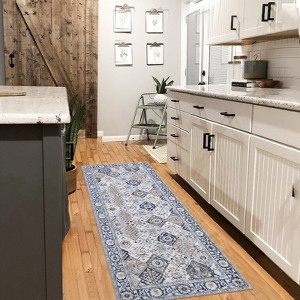 Trellis Area Rug, Washable Vintage Floral Print, Non-Slip Indoor Carpet for Entryway, Living Room, Bedroom, Laundry Room - 1 of 4