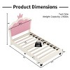 Upholstered Princess Bed with Crown Headboard, PU Leather Frame Bed for Kids Bedroom-Baofuwish - 4 of 4