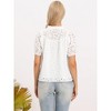 INSPIRE CHIC Women's Summer Eyelet Ruffle Mock Neck Puff Short Sleeve Cotton Blouse - 3 of 4