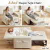 Vipbear 3-in-1 Sleeper Sofa Chair Bed, 42.5" W Convertible Sleeper Chair with Pull Out Bed, Adjustable Backrest, Side Pockets,Beige - 4 of 4