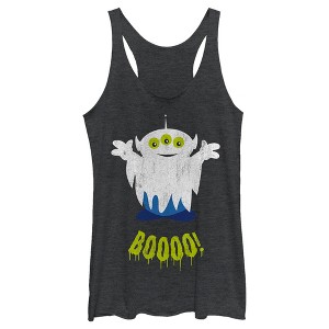 Women's Toy Story Halloween Squeeze Alien Boo Ghosts Racerback Tank Top - 1 of 4