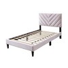 Royal Hampton Twin Bed, Tufted Light Pink Velvet Upholstery, Chevron Stitch - 3 of 4