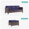Sonkuki Outdoor 3-Seater Patio Sofa Set Furniture Set Brown/Gray Wicker Rattan with Cushions, Ottomans - 2 of 4