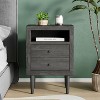 Gulches Mid-Century Gray 2-Drawer Nightstand - Splayed Leg Design with Open Shelf - 2 of 4