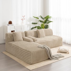 110" Cloud Sectional Sofa Upholstered Couch Free-combined Sofa for Living Room, Beige - 1 of 4