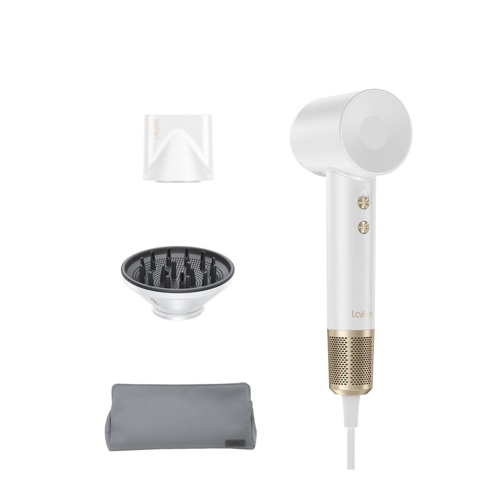 Laifen Swift Premium Hair Dryer + Bag - White - 1400 Watts: Volumizing, Aluminum Alloy, 4 Heat Settings, All Hair Types