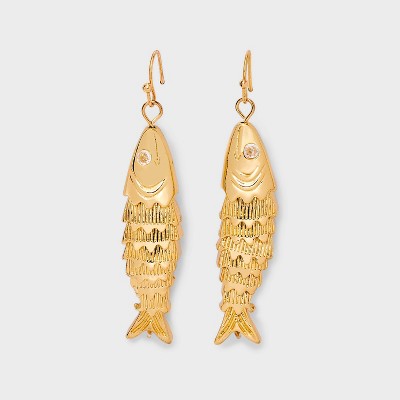 Lucky Fish Drop Earrings - Universal Thread™ Gold: Nickel-Free, Recycled Zinc, French Wire Closure