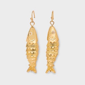 Lucky Fish Drop Earrings - Universal Thread™ Gold: Nickel-Free, Recycled Zinc, French Wire Closure - 1 of 3