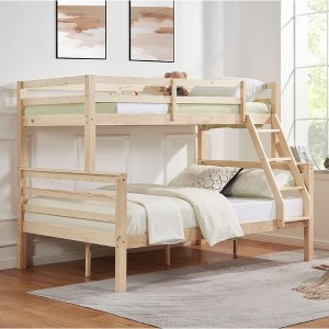 Kumasinova Bunk Bed with Thick Posts,Wood Bunk Bed with Ladder,High Guardrail for Kids Teens Bedroom,No Box Spring Needed - 1 of 4