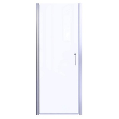 ONWITH 36 to 37-1/4 in. W x 72 in. H Pivot Swing Frameless Shower Door in Chrome with Clear Glass