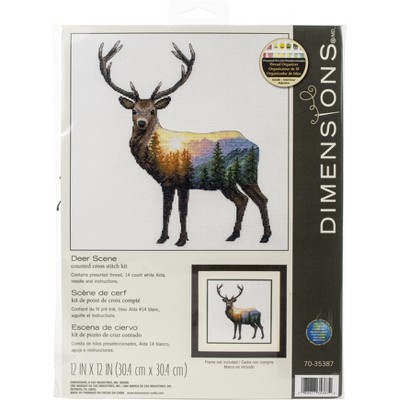 Dimensions Counted Cross Stitch Kit 12"X12"-Deer Scene (14 Count)