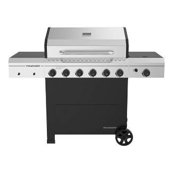 Megamaster 6 Burner Gas Grill With Side Burner Model #720-0983C Black: Propane, 700sq in Cast Iron Grates, Stainless Steel Lid