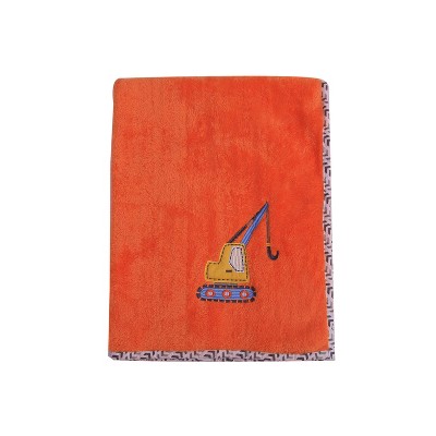 Bacati - Construction Orange Embroidered Blanket