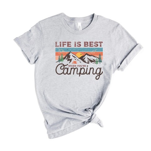 Simply Sage Market Women's Life Is Best When Your Camping Short Sleeve  Graphic Tee - S - Heather Grey