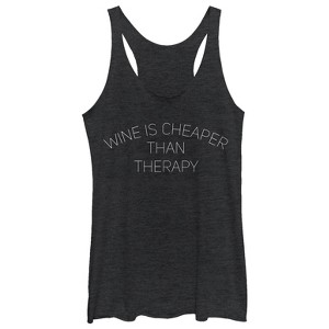 Women's CHIN UP Wine is Cheaper Than Therapy Racerback Tank Top - 1 of 3