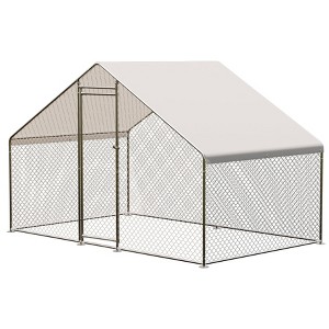 Large Metal Chicken Coop, Outdoor Chicken House and Poultry Pen with Waterproof Cover, Walk-In Chicken Run for Yard, Suitable for Rabbits and Ducks - 1 of 4