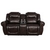 MAYEERTY Reclining Loveseat, 2-Seat Breathable Leather Recliner with Storage Bucket & Cup Holders for Living Room, Espresso - 3 of 4