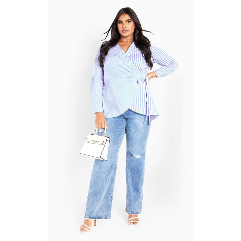 Women's Plus Size Casey Stripe Shirt - blue | AVENUE, 3 of 8