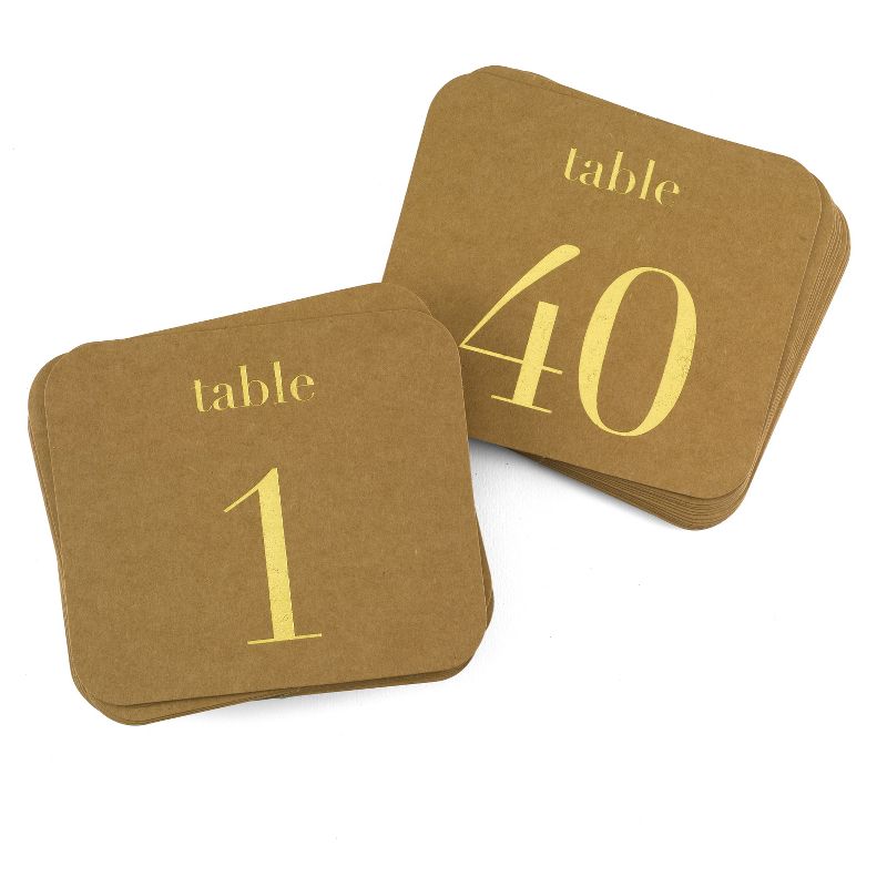 40ct "1-40" Kraft Table Number Cards, 1 of 2