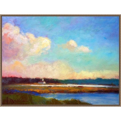 Large Framed Impressionist Nature Vista Canvas Print