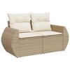 vidaXL 6 Piece Patio Sofa Set with Cushions Beige Poly Rattan - Beige 2x Middle + Table + 1x Corner - 3 of 4