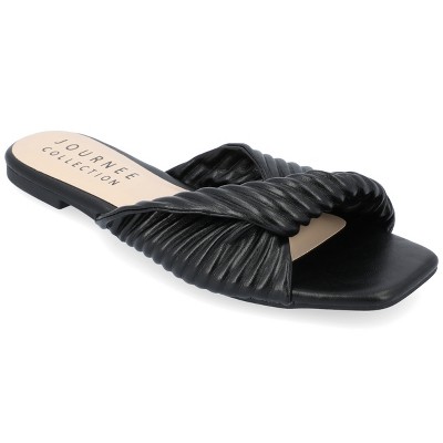 Journee Collection Womens Emalynn Slip On Slide Flat Sandals