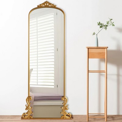 Dovelina Metal Framed Arch Top with Carving Decorative Wall Mirror