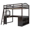 Full Size Wooden Loft Bed with U-shaped Desk and Tri-fold Mirror - 3 of 4