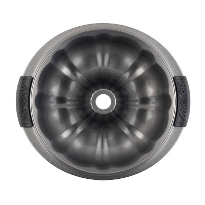 Gray Nonstick Fluted Mold Pan with Silicone Grips, 9.5 Inch