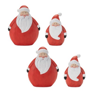 Round Wood Santa Figurine (Set of 4)