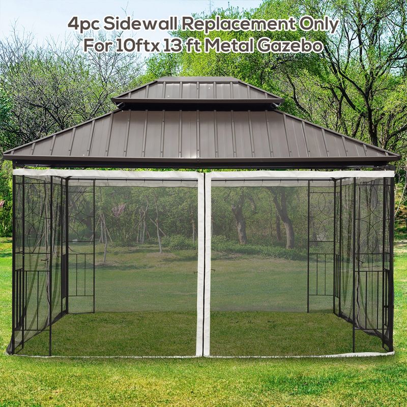 Outsunny Universal Replacement Mesh Sidewall Netting for Patio Gazebos and Canopy Tents with Zippers, (Sidewall Only), 3 of 11