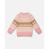 Deux par Deux Girl Llama Jacquard Sweater Dusty Pink - 2 of 4