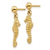 Black Bow Jewelry Small Textured Seahorse Dangle Post Earrings in 14k Yellow Gold - 2 of 4