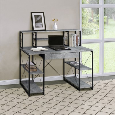 JUJABU Office Desk with Open Shelves & Hutch