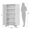 63 Inch Tall Storage Cabinet, Kitchen Pantry Cabinet 5 Tier Bathroom Cabinet with 4 Doors Adjustable Shelves - 3 of 4
