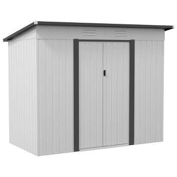 Outsunny Metal Garden Shed, Backyard Tool Storage Shed with Dual Locking Doors, 2 Air Vents and Steel Frame