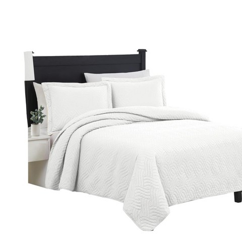 RT Designers Collection Ruby 3 Pieces Pinsonic Lightweight Quilts Set Queen Size For Bedding White