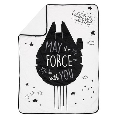 Star Wars Millennium Falcon Reversible Sherpa Baby Blanket - White and Black