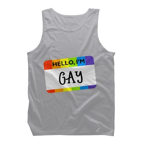 Design By Humans Hello I'm Name Tag Rainbow Pride By Minhminh Tank Top - Athletic - 2x Large :