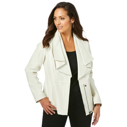 Plus size clearance white leather jacket