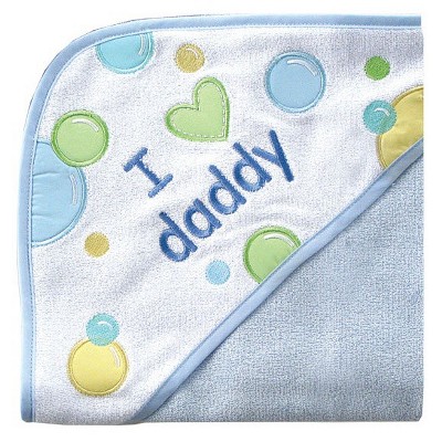 Luvable Friends Baby Boy Hooded Towel, Blue Dad, One Size