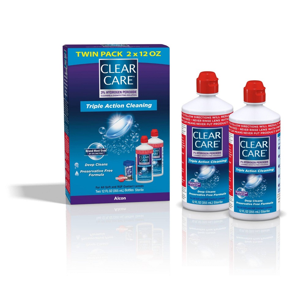 Photos - Other for medicine Clear Care Triple Action Cleaning and Disinfecting Solution - Twin Pack (2