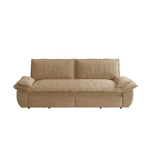 TiramisuBest 73.2" Convertible Queen Sofa Bed, Beige/White Velvet 3-in-1 Loveseat Sleeper for Apartment or Office - 1 of 4
