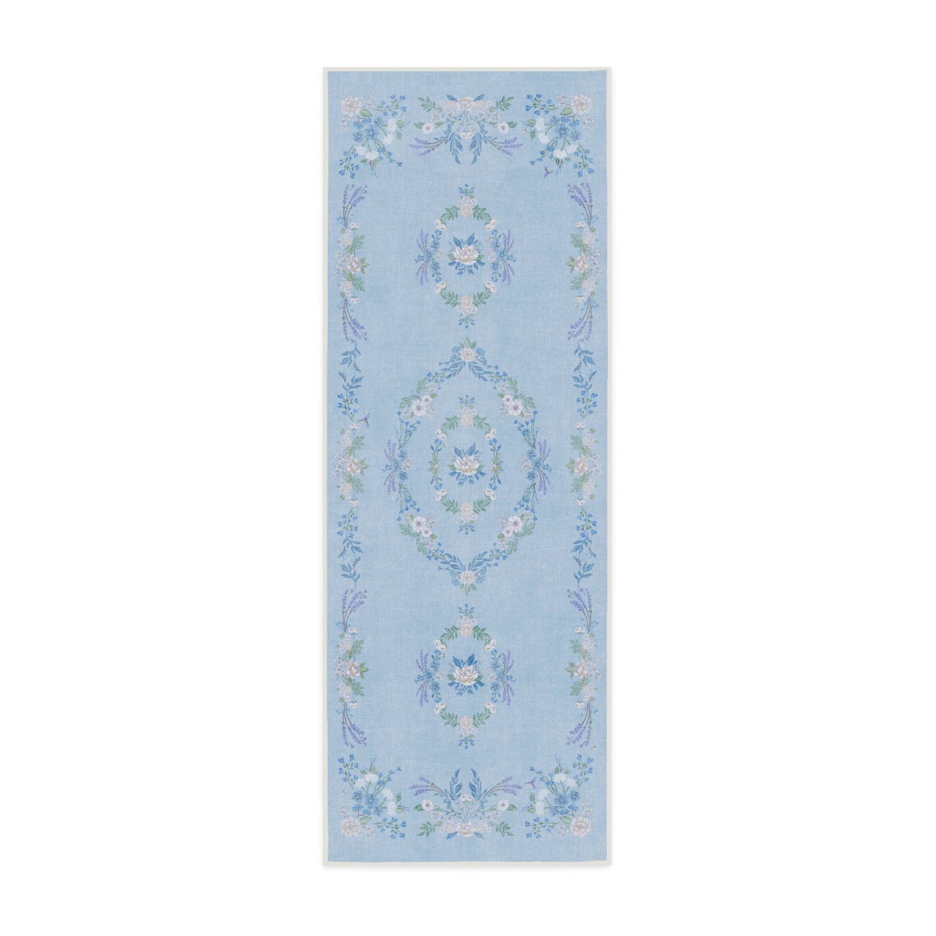Ruggable Washable Bridgerton Aubrey Hall Garden Rug Blue