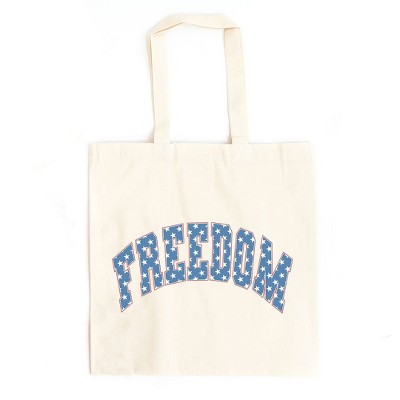 City Creek Prints Freedom Varsity Stars Canvas Tote Bag - 15x16 - Natural
