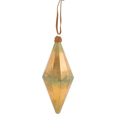 Melrose 8.5" Gold and Green Geometric Finial Christmas Ornament