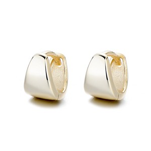 14K Gold And Sterling Silver Solid Huggie Earring - 1 of 4