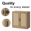 MAYEERTY  Natural Wood Grain Storage Cabinet with Glass Door for Living Room & Bar Area - 4 of 4